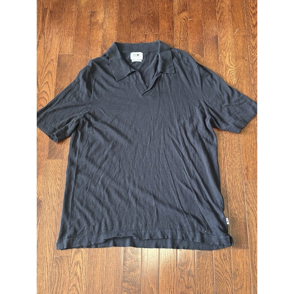 NN07 Ryan Polo Shirt Mens 2XL XXL Navy Blue Cotton Linen